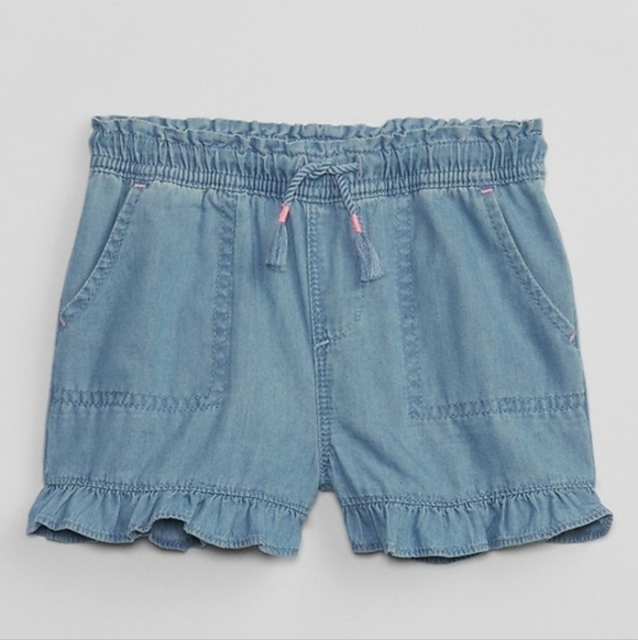 GAP Other - Baby Gap Blue Cotton Ruffled Drawstring Shorts 18-24m